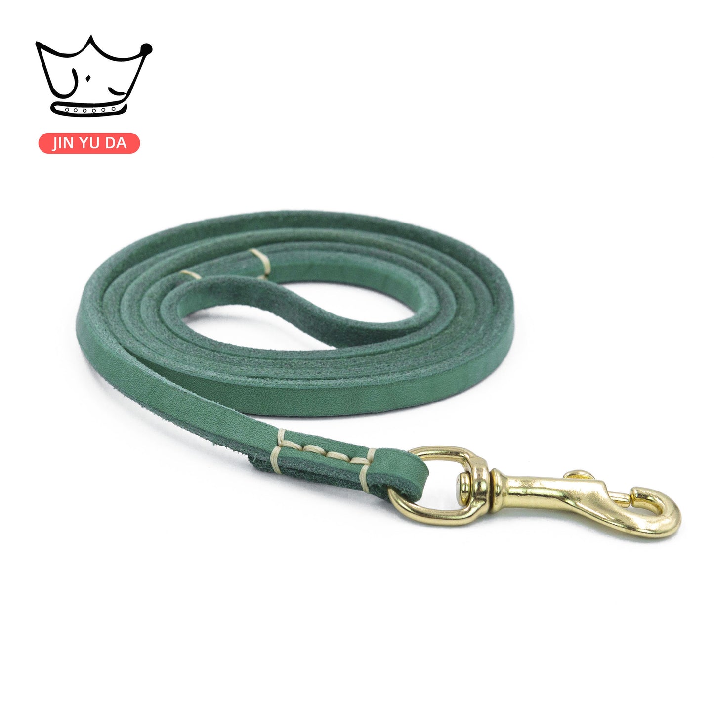 First-layer cowhide leather pet leash dog leash walking dog leash leash small and medium-sized dogs hand-sewn copper hook