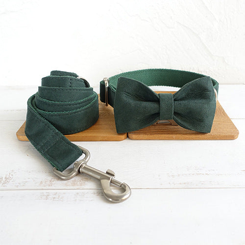 Traditional Scottish Green Bow Pet Collar Set