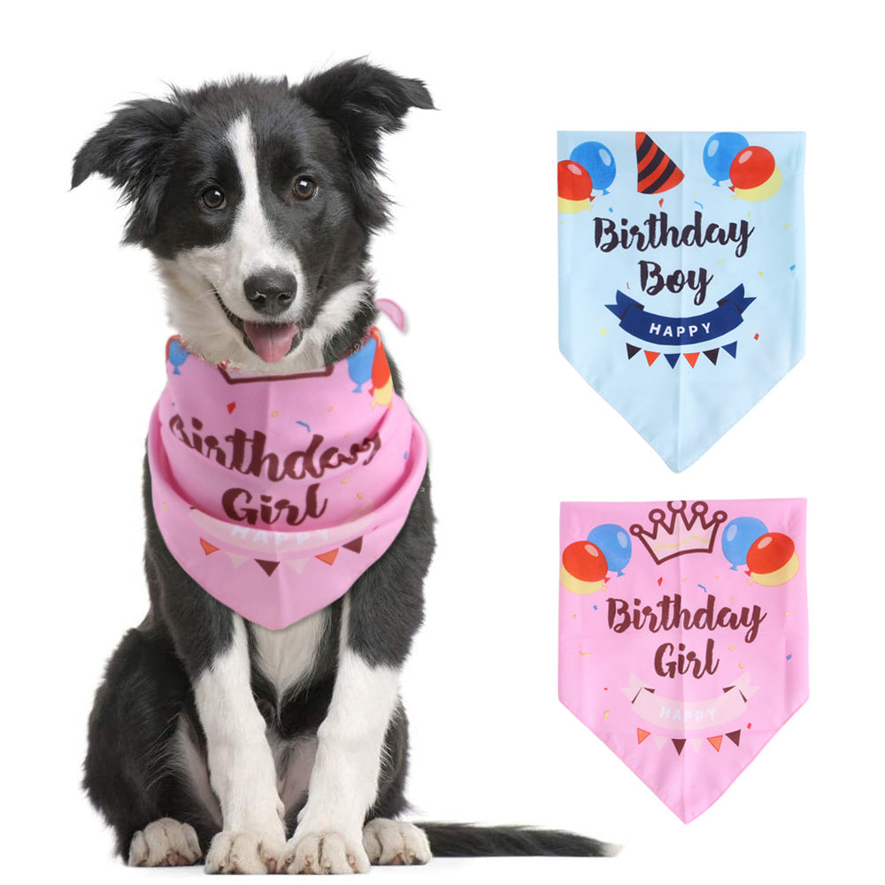 Cute Polyester Pet Birthday Triangle Scarf