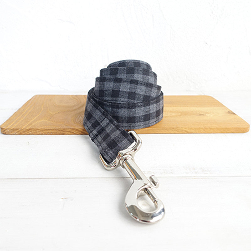 Classic Grey Tartan Collar and Lead Set