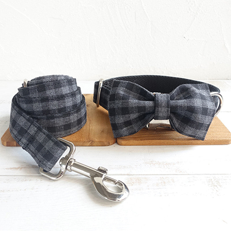 Classic Grey Tartan Collar and Lead Set