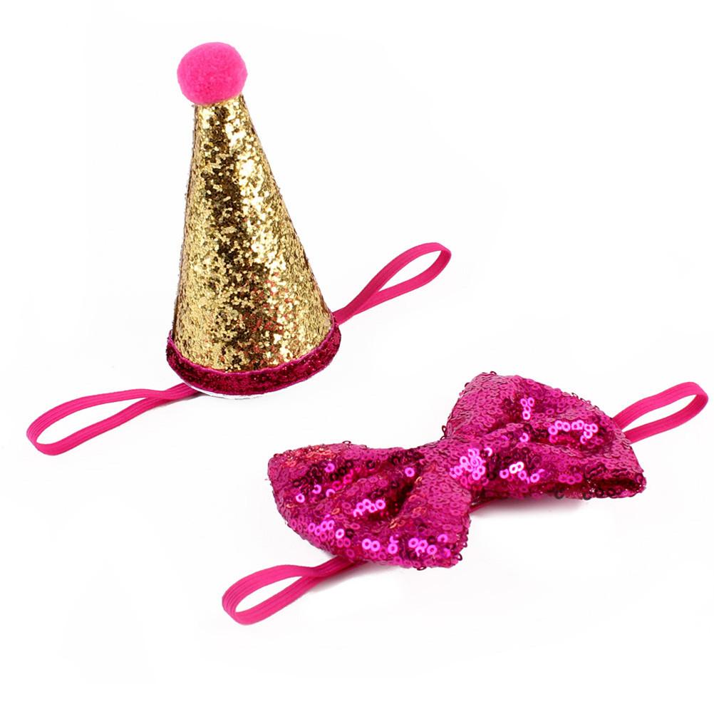 Pet Sequin Party Hat & Bow