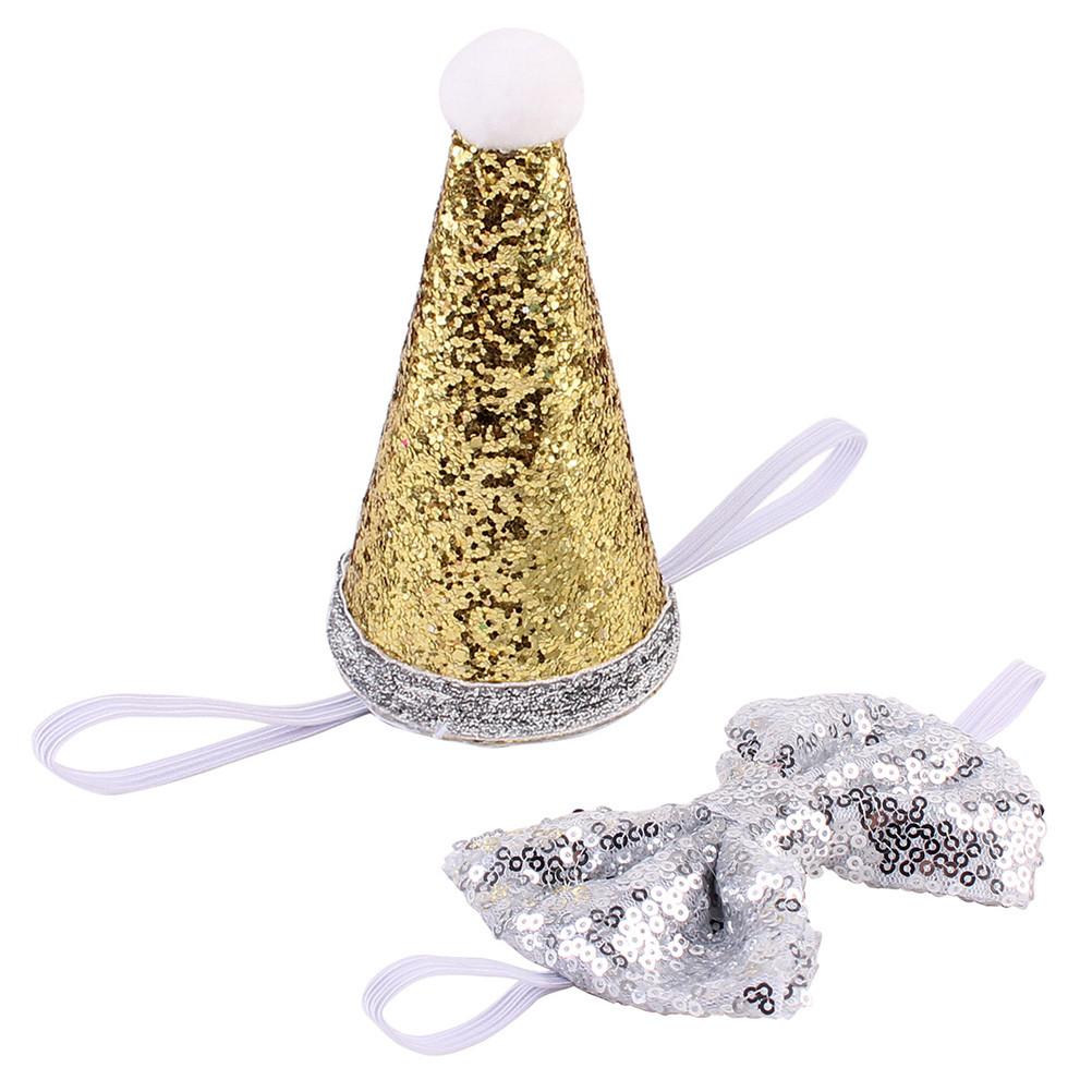 Pet Sequin Party Hat & Bow