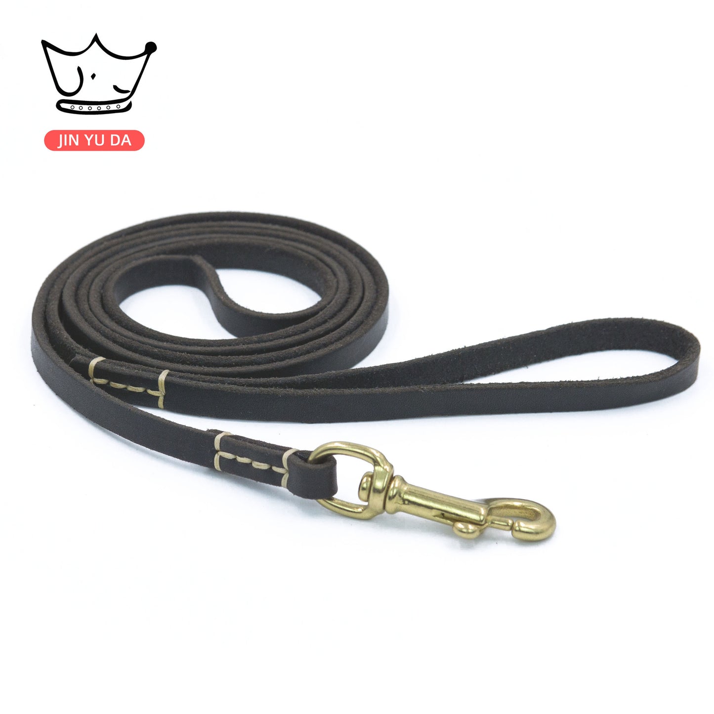 First-layer cowhide leather pet leash dog leash walking dog leash leash small and medium-sized dogs hand-sewn copper hook
