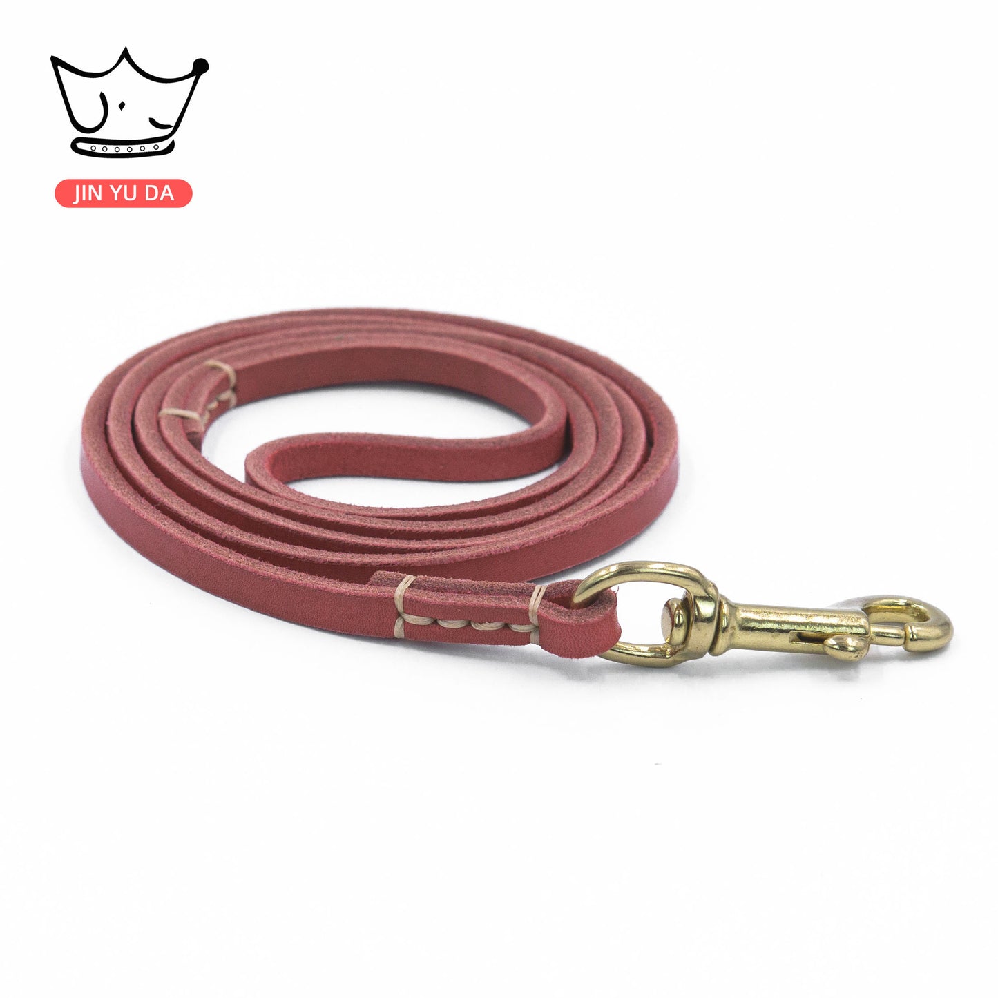 First-layer cowhide leather pet leash dog leash walking dog leash leash small and medium-sized dogs hand-sewn copper hook