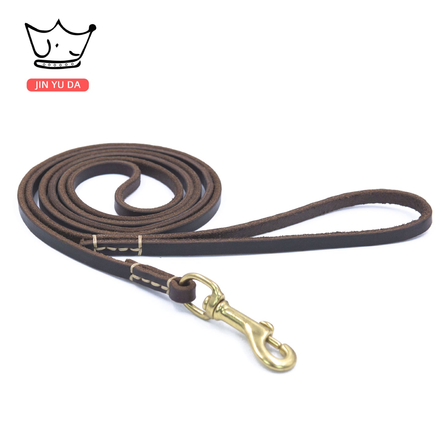 First-layer cowhide leather pet leash dog leash walking dog leash leash small and medium-sized dogs hand-sewn copper hook