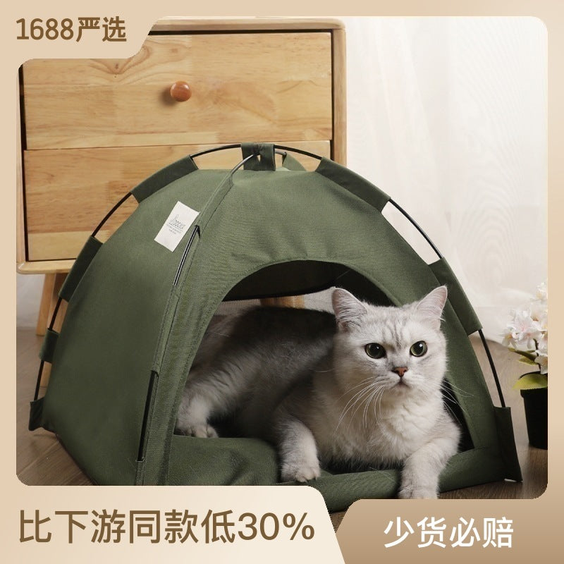 Cross-border Amazon summer cooling mat outdoor pet nest tent breathable foldable solid color simple pet cage