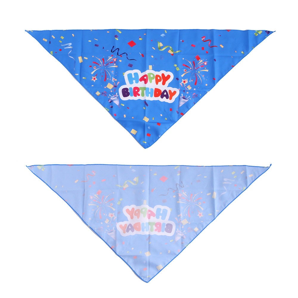 Cute Polyester Pet Birthday Triangle Scarf
